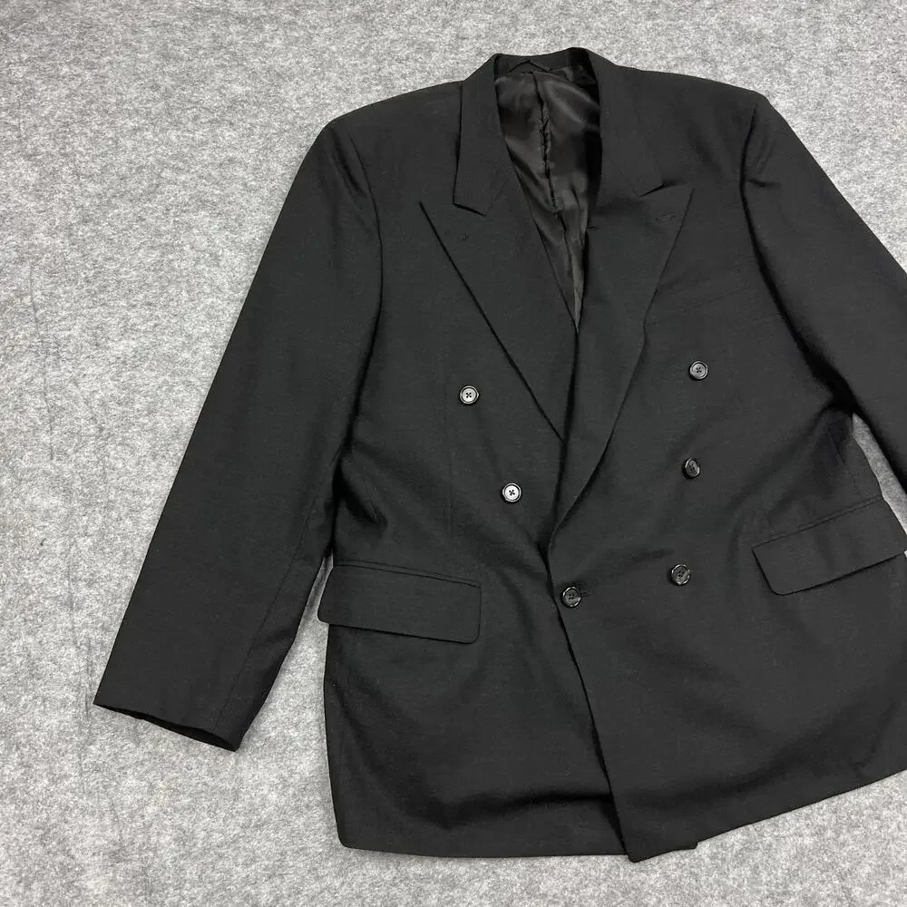 H Freeman Son Blazer Sport Coat Mens 52 Black Wool Double Breasted Vintage Union